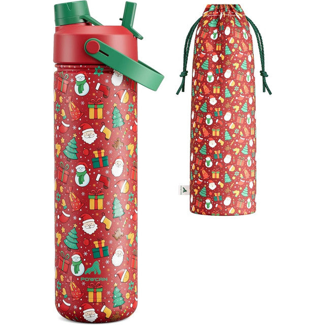 POWCAN 26 oz Insulated Water Bottle with 2-in-1 Straw and Spout Lid, Keep Cold 24H, Leak-Proof, Fits in Car Cup Holder, Stainless Steel Water Bottle for Sports, Travel, and School (Cotton Candy)