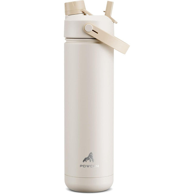 POWCAN 26 oz Insulated Water Bottle with 2-in-1 Straw and Spout Lid, Keep Cold 24H, Leak-Proof, Fits in Car Cup Holder, Stainless Steel Water Bottle for Sports, Travel, and School (Cotton Candy)