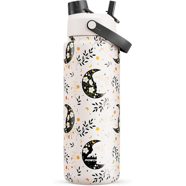 POWCAN 26 oz Insulated Water Bottle with 2-in-1 Straw and Spout Lid, Keep Cold 24H, Leak-Proof, Fits in Car Cup Holder, Stainless Steel Water Bottle for Sports, Travel, and School (Cotton Candy)