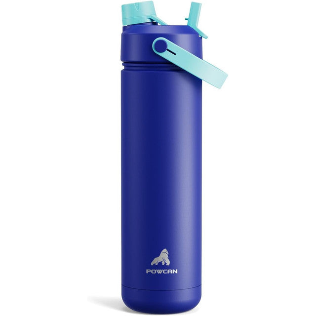 POWCAN 26 oz Insulated Water Bottle with 2-in-1 Straw and Spout Lid, Keep Cold 24H, Leak-Proof, Fits in Car Cup Holder, Stainless Steel Water Bottle for Sports, Travel, and School (Cotton Candy)