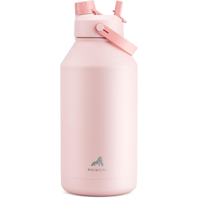 POWCAN 26 oz Insulated Water Bottle with 2-in-1 Straw and Spout Lid, Keep Cold 24H, Leak-Proof, Fits in Car Cup Holder, Stainless Steel Water Bottle for Sports, Travel, and School (Cotton Candy)
