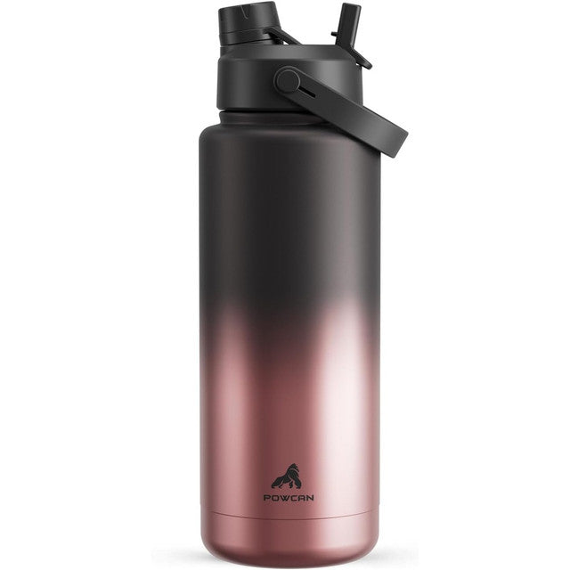 POWCAN 26 oz Insulated Water Bottle with 2-in-1 Straw and Spout Lid, Keep Cold 24H, Leak-Proof, Fits in Car Cup Holder, Stainless Steel Water Bottle for Sports, Travel, and School (Cotton Candy)