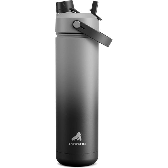 POWCAN 26 oz Insulated Water Bottle with 2-in-1 Straw and Spout Lid, Keep Cold 24H, Leak-Proof, Fits in Car Cup Holder, Stainless Steel Water Bottle for Sports, Travel, and School (Cotton Candy)