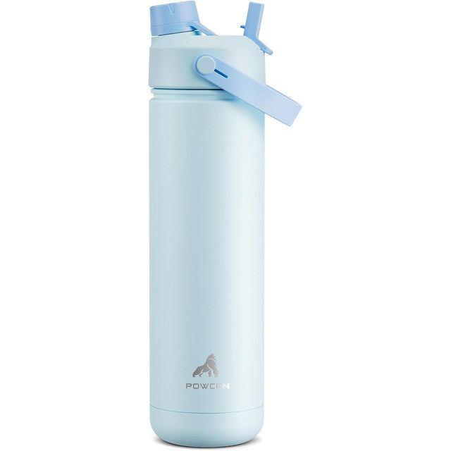 POWCAN 26 oz Insulated Water Bottle with 2-in-1 Straw and Spout Lid, Keep Cold 24H, Leak-Proof, Fits in Car Cup Holder, Stainless Steel Water Bottle for Sports, Travel, and School (Cotton Candy)