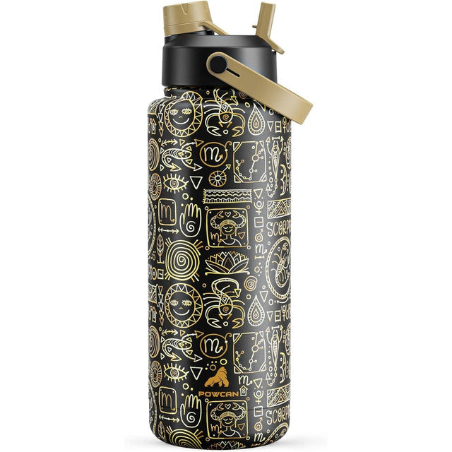 POWCAN 26 oz Insulated Water Bottle with 2-in-1 Straw and Spout Lid, Keep Cold 24H, Leak-Proof, Fits in Car Cup Holder, Stainless Steel Water Bottle for Sports, Travel, and School (Cotton Candy)